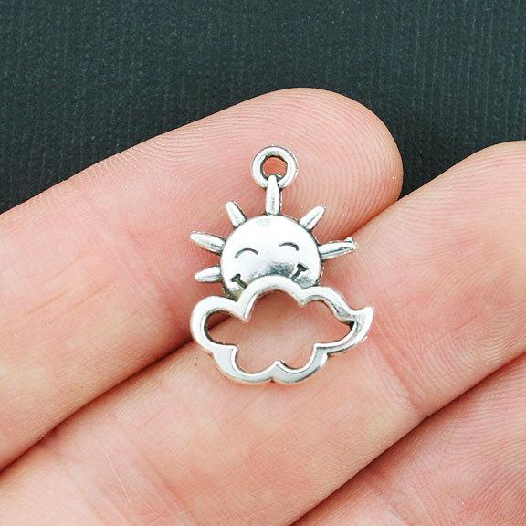 15 Sun Cloud Antique Silver Tone Charms - SC3770