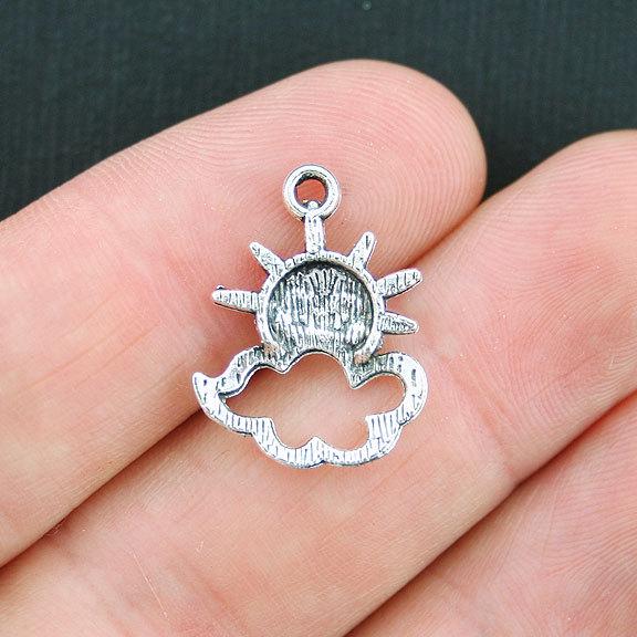 15 Sun Cloud Antique Silver Tone Charms - SC3770