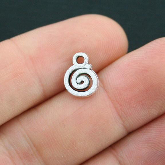 15 breloques en spirale ton argent antique 2 faces - SC3991