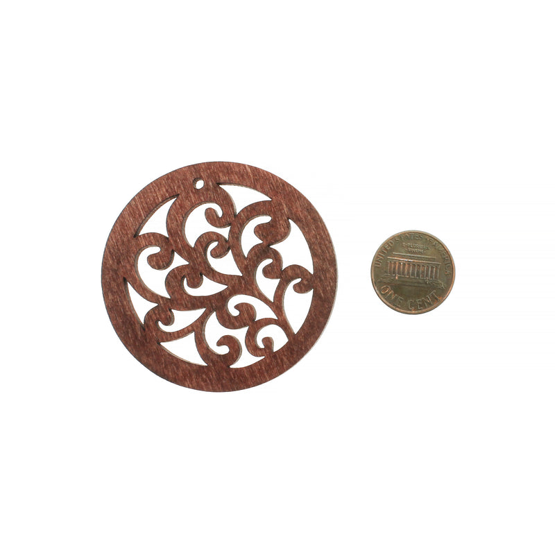 12 Round Natural Wood Charms 2 Sided - WP169