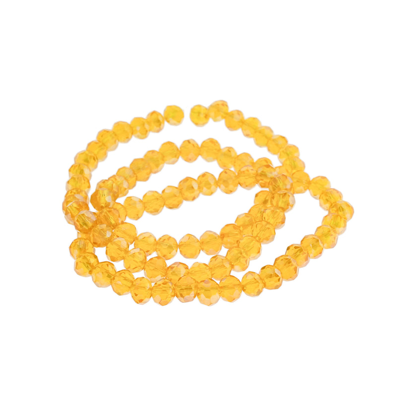 Faceted Glass Beads 6mm - Electroplated Sunshine - 1 Strand 90 Beads - BD658