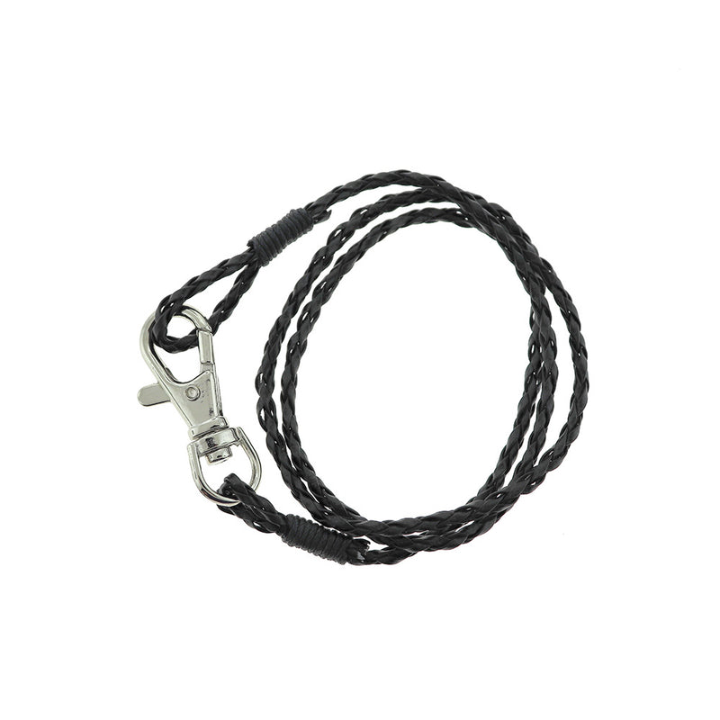 Bracelet Wrap Simili Cuir Noir 23" - 3mm - 1 Bracelet - N486