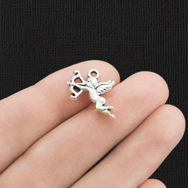 15 Cupid Antique Silver Tone Charms 2 Sided - SC3080