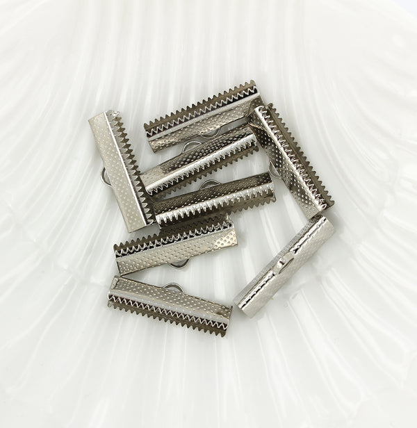 Embouts de ruban argenté - 25 mm x 8 mm - 50 pièces - FD411