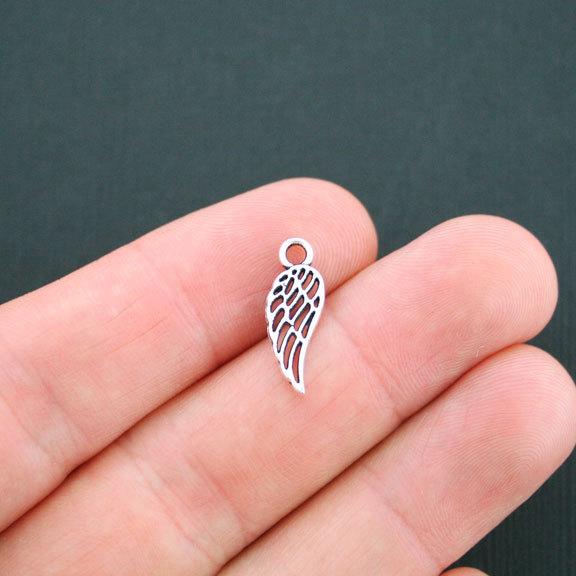 16 Wing Antique Silver Tone Charms 2 Sided - SC4825