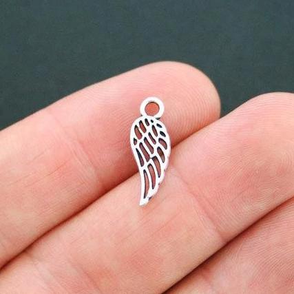 16 Wing Antique Silver Tone Charms 2 Sided - SC4825