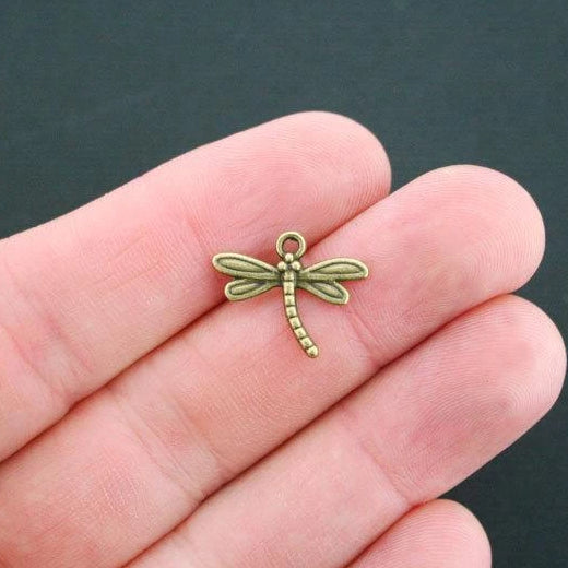 16 Dragonfly Antique Bronze Tone Charms - BC869