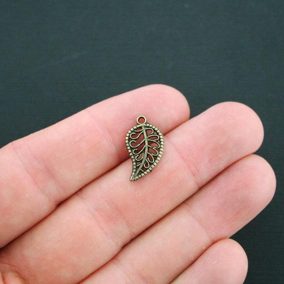 16 Leaf Antique Bronze Tone Charms 2 Sided - BC576