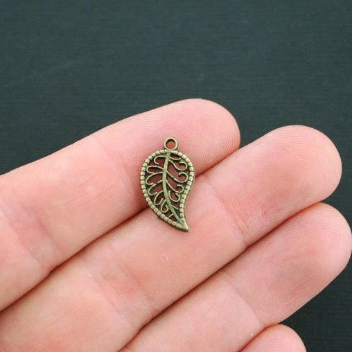16 Leaf Antique Bronze Tone Charms 2 Sided - BC576