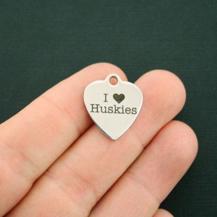 I Love Huskies Stainless Steel Charms - BFS011-1616