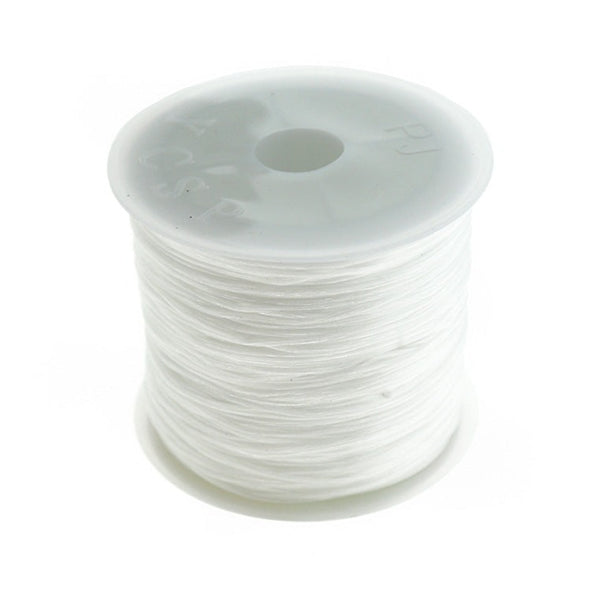 White Beading Elastic 60m - 0.8mm - Full Roll - TL080