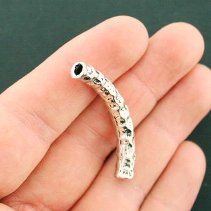 Curved Tube Spacer Beads 44mm x 6mm - Silver Tone - 2 Beads - SC6584