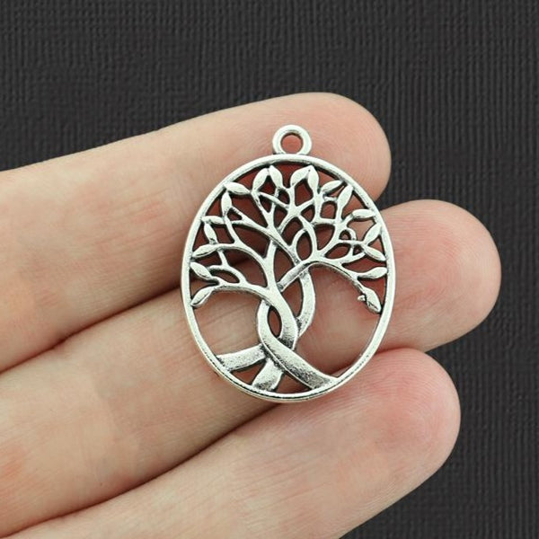 5 Tree of Life Antique Silver Tone Charms - SC5100