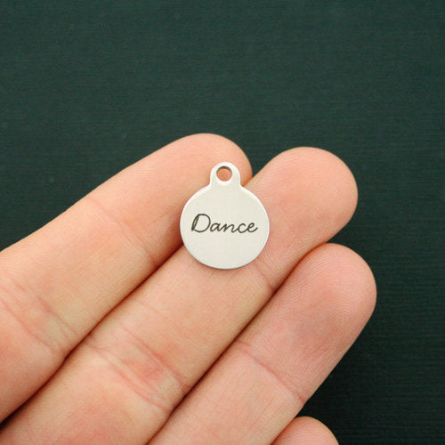 Petites breloques rondes en acier inoxydable Dance - BFS002-1643