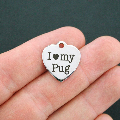 Pug Stainless Steel Charms - I love my - BFS011-0166