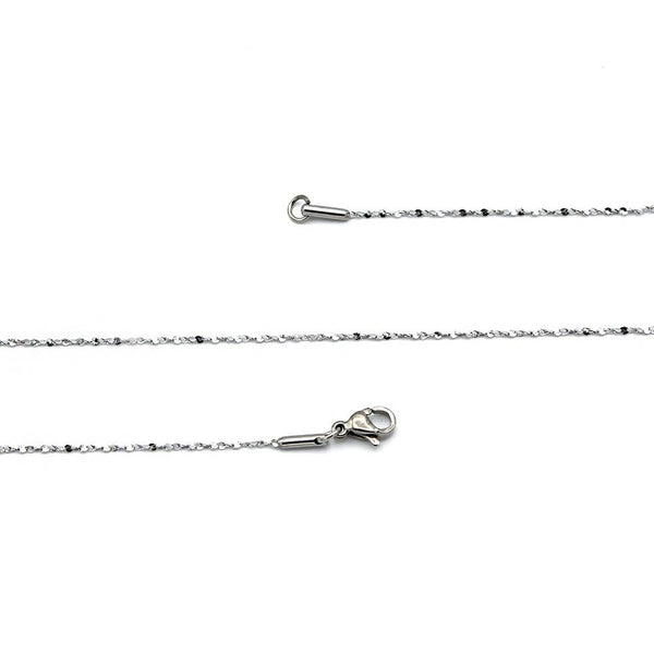 Stainless Steel Twisted Sequin Chain Necklace 18" - 1mm - 1 Necklace - N104