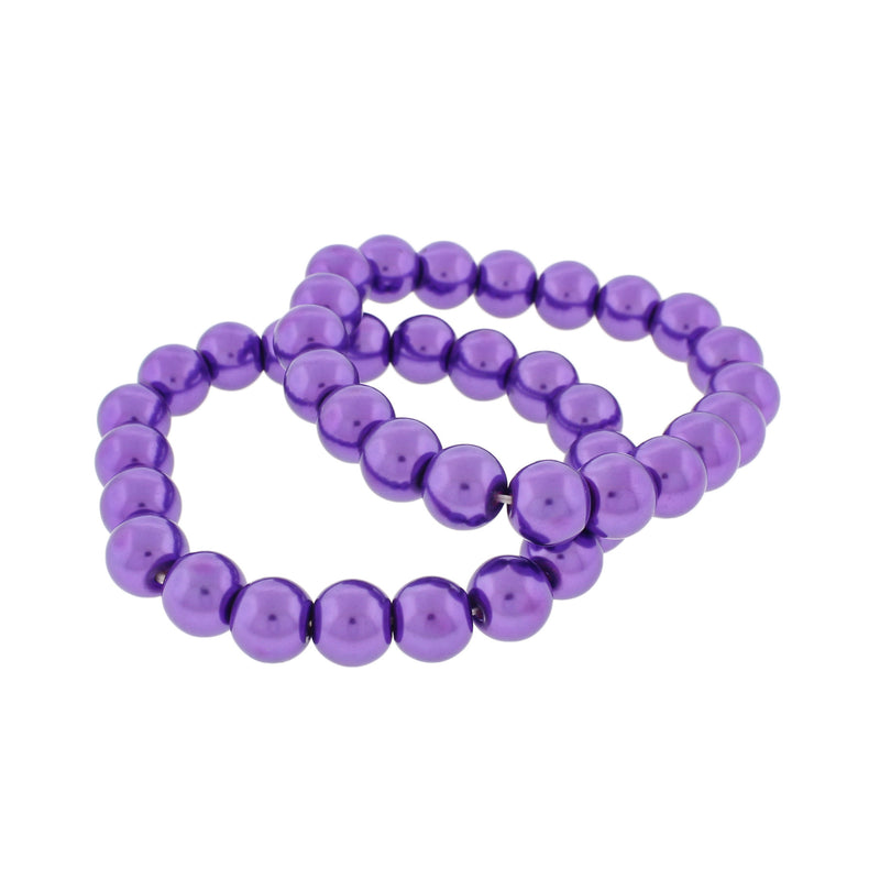 Bracelet Perles Acryliques Rondes - 45mm - Violet Royal - 1 Bracelet - BB016
