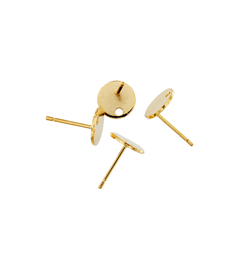 Boucles d'oreilles dorées - Bases de clous - 8 mm - 10 pièces 5 paires - FD776