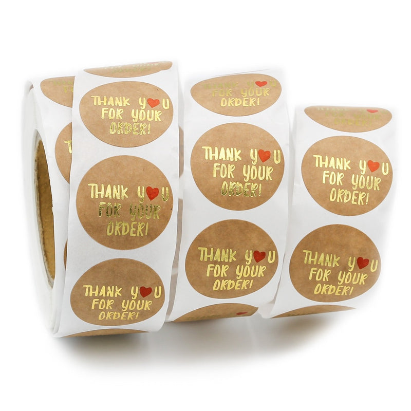 100 Metallic Thank You For Your Order Self-Adhesive Paper Gift Tags - TL144