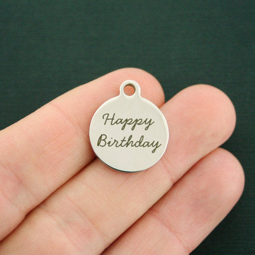 Happy Birthday Stainless Steel Charms - BFS001-1700