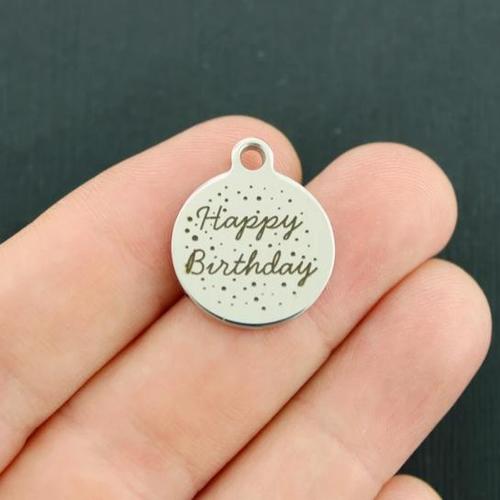 Happy Birthday Stainless Steel Charms - BFS001-1701