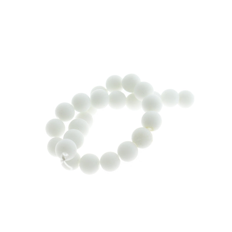 Perles rondes en verre de mer de culture 8mm - Blanc - 1 Rang 48 Perles - U200