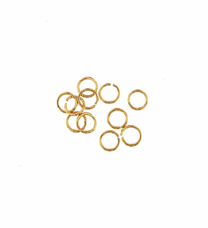 Anneaux en acier inoxydable doré 6 mm - Calibre 20 ouvert - 100 anneaux - J140
