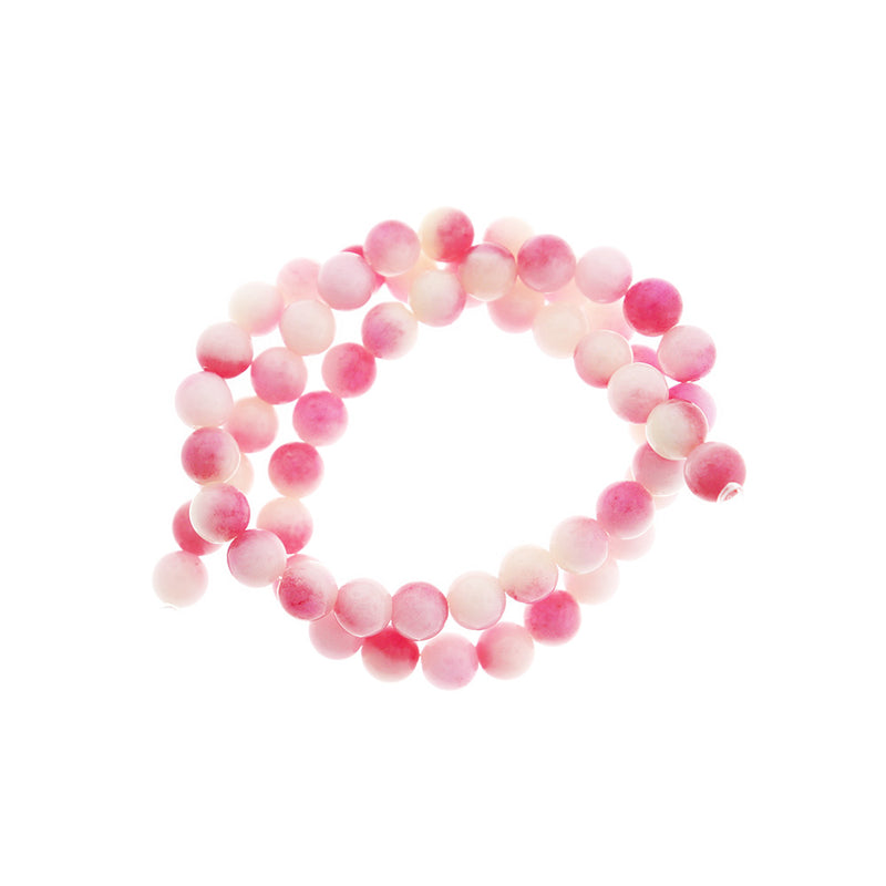 Perles rondes de jade de Malaisie 6 mm - Ombre rose chaud - 1 brin 64 perles - BD1701