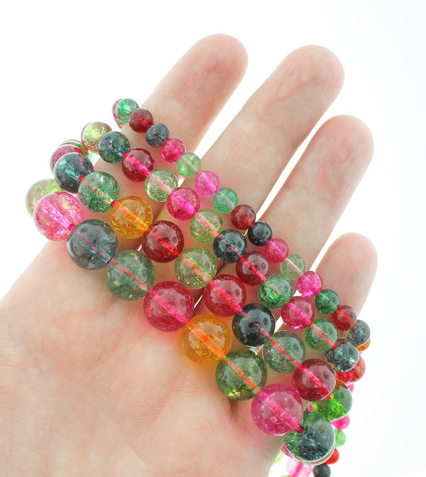 Perles de cristal rondes 6mm - 12mm - Choisissez votre taille - Couleurs assorties de bonbons - 1 brin complet de 15" - BD1841