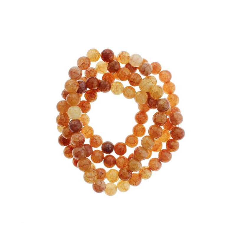 Perles rondes imitation pierres précieuses 8 mm - Orange coucher de soleil - 1 brin 100 perles - BD141