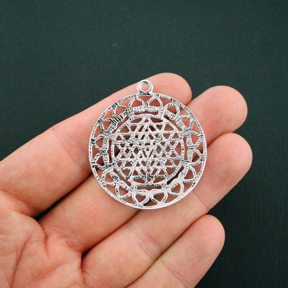 2 breloques argentées antiques de méditation Sri Yantra - SC5896