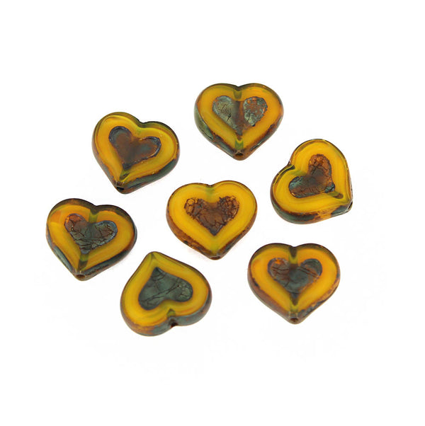 Mykonos Rustic Gold Heart Beads - Jewelry Making Supply - - 14mm Heart  Beads - Large Hole - Made In Greece - Choose Amount