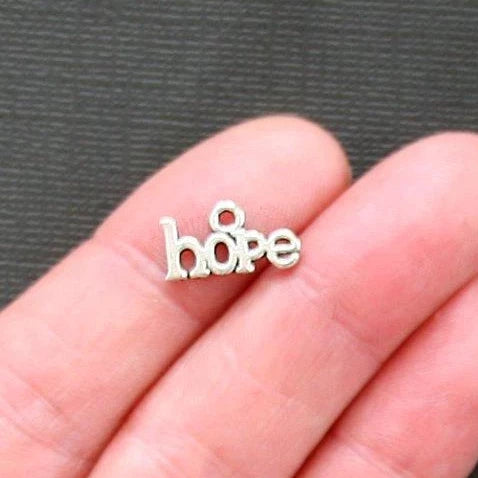 18 Hope Antique Silver Tone Charms - SC1678