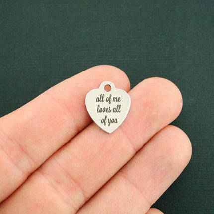 Love Stainless Steel Small Heart Charms - All of me loves all of you - BFS012-1800