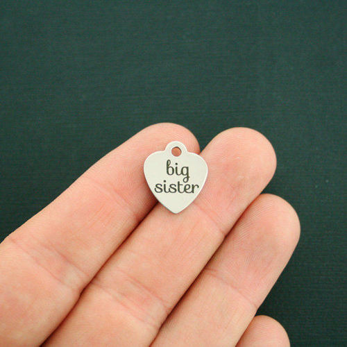 Big Sister Stainless Steel Small Heart Charms - BFS012-1808