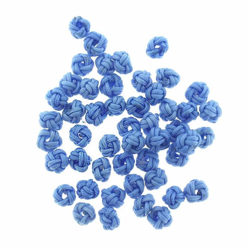 Round Polyester Knot Beads 5mm x 6mm - Nautical Blue - 20 Beads - BD445