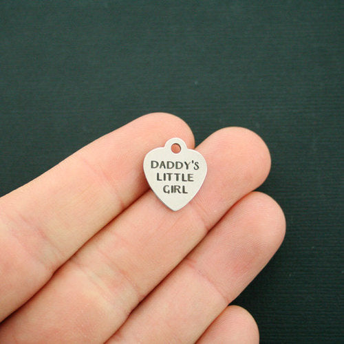Daddy's Little Girl Stainless Steel Small Heart Charms - BFS012-1814
