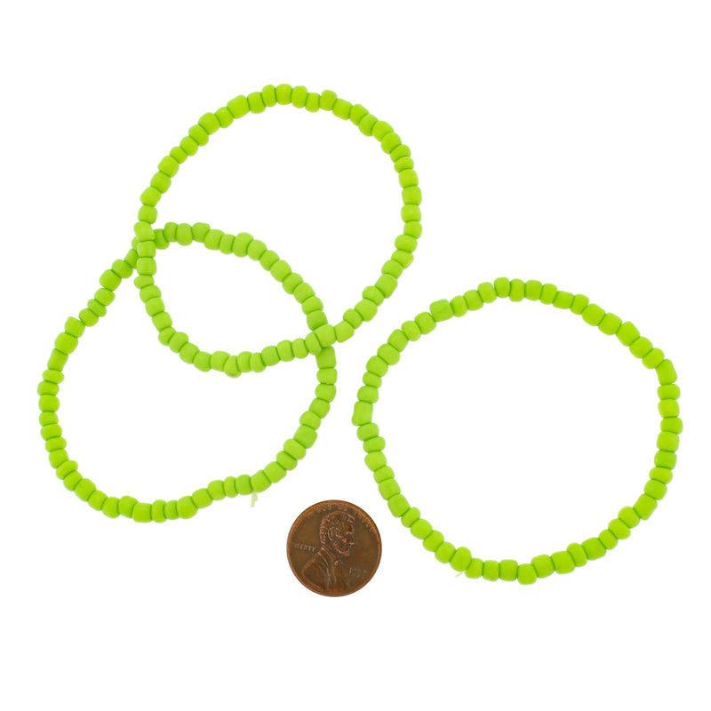 Seed Glass Bead Bracelet - 65mm - Lime Green - 1 Bracelet - BB096