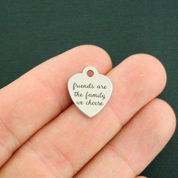 Friends Stainless Steel Small Heart Charms - Are the family we choose - BFS012-1820