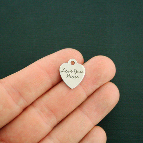 Love You More Petits Charms Coeur en Acier Inoxydable - BFS012-1829