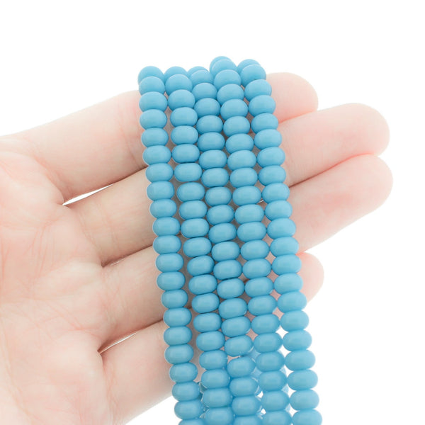 Rondelle Perles Imitation Jade 6mm x 3mm - Bleu Ciel - 1 Rang 74 Perles - BD2775