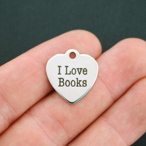 I Love Books Breloques en acier inoxydable - BFS011-0185
