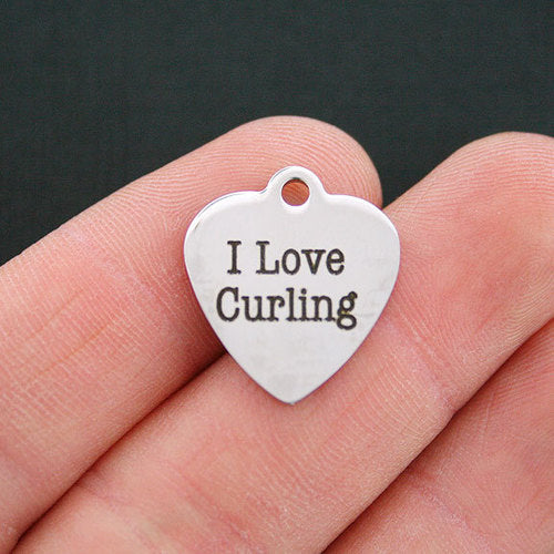 I Love Curling Stainless Steel Charms - BFS011-0187