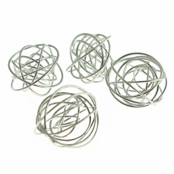 Cages à perles en spirale argentées - 25 mm x 23 mm - 6 pièces - FD1068