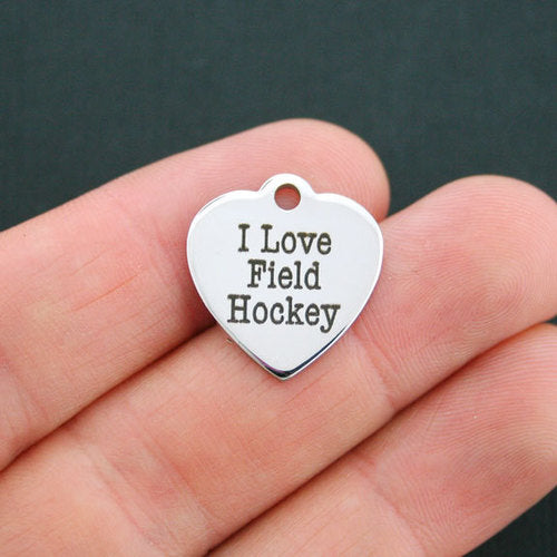 I Love Field Hockey Stainless Steel Charms - BFS011-0189