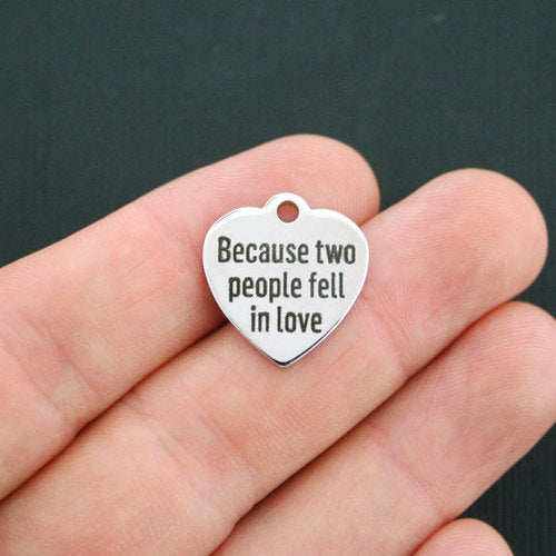 Marriage Stainless Steel Charms - Because two people fell in love - BFS011-0018