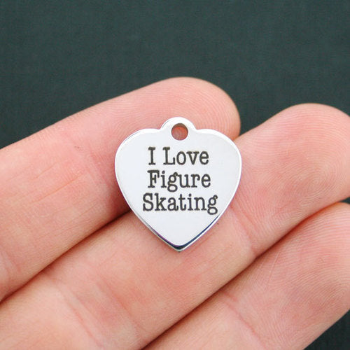 I Love Figure Skating Stainless Steel Charms - BFS011-0190