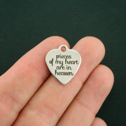 Memorial Stainless Steel Charms - Pieces of my heart are in heaven - BFS011-1910