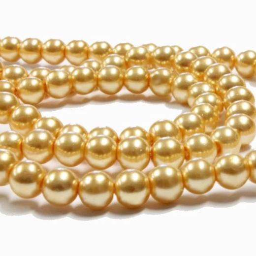 Perles de Verre Rondes 6mm - Couleur Champagne - 35 Perles - BD244