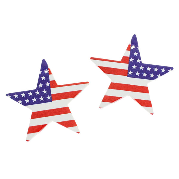 Imitation Leather Star Pendants - American Flag - 4 Pieces - LP215